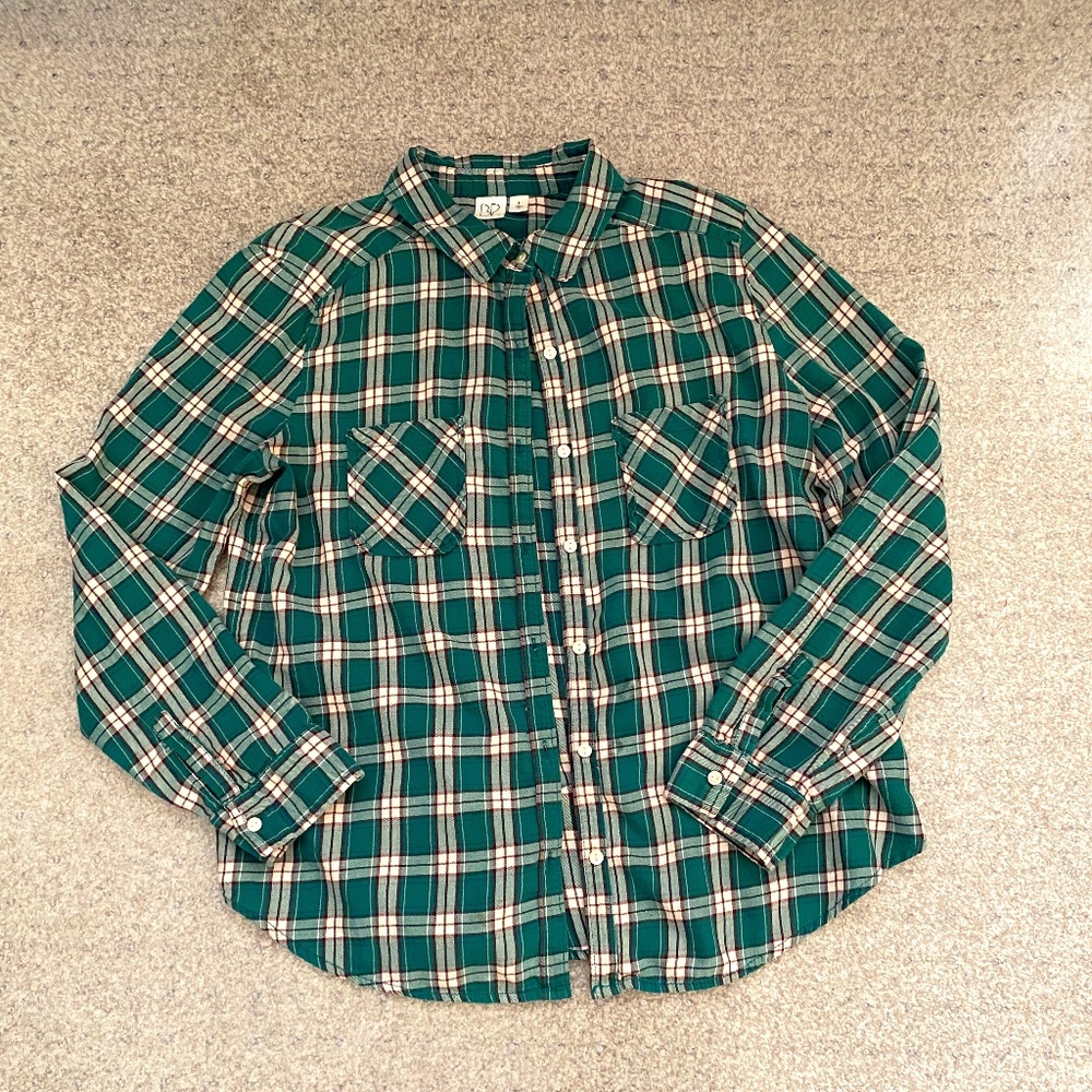 BP Button down plaid turquoise blue Shirt Size L